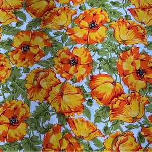 Cotton quilt, fabric, poppy Floral 2 yards with Orange and Yellow Flowers